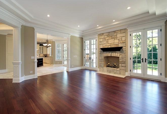 wide planks of richly stained hardwood floor